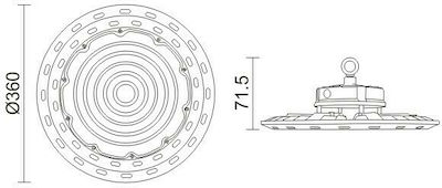 Spot Light Φωτιστικό Καμπάνα LED 200W Kühles Weiß 20000lm mit integrierter LED Schwarz