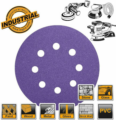 Ingco Exzenterschleifer Blatt K1000 / K1200 / K1500 / K2000 / K800 mit 8 Löchern 150x150mm Set 10Stück