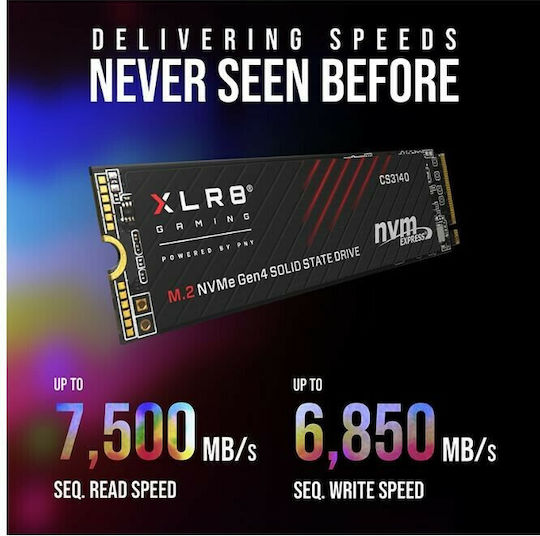 PNY XLR8 CS3140 SSD 4TB τύπου M.2 με σύνδεση PCI Express 4.0 (PS5 Compatible) M280CS3140-4TB-RB