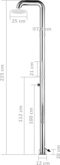 vidaXL Pool Shower with Width 12cm Silver