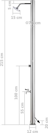 vidaXL Pool Shower with Width 12cm Silver