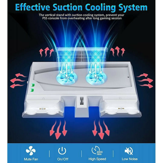 Stație de încărcare pentru 2 controllere PS5 Alb