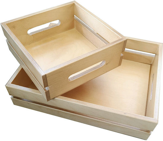 Leone Carrier Serving Basket Wooden with Dimensions 32.5x26.5x7cm 1pcs