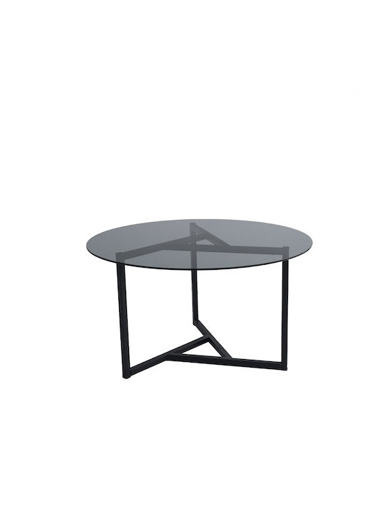 Round Central Coffee Table Trio Glass Black M75xL75xH42cm