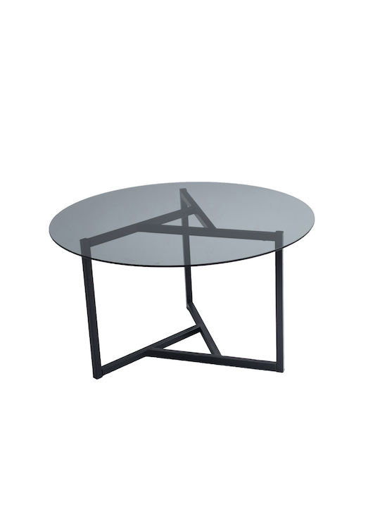 Round Central Coffee Table Trio Glass Black M75xL75xH42cm