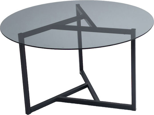 Masa De Cafea Centrală Rotundă Trio Din Sticlă Neagră L75xL75xÎ42cm