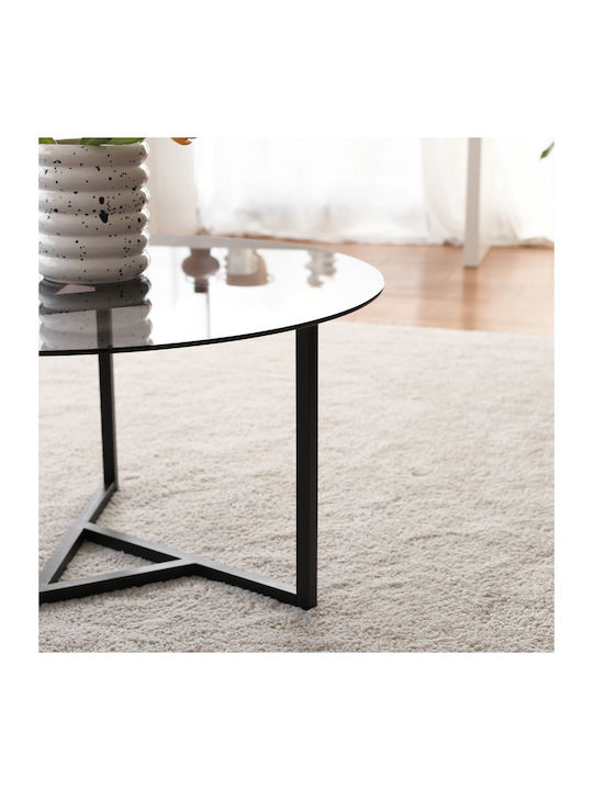Round Central Coffee Table Trio Glass Black M75xL75xH42cm