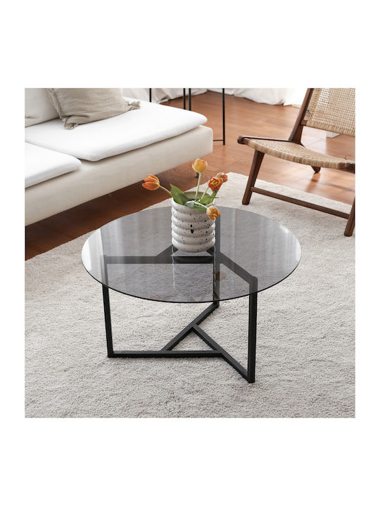 Round Central Coffee Table Trio Glass Black M75xL75xH42cm