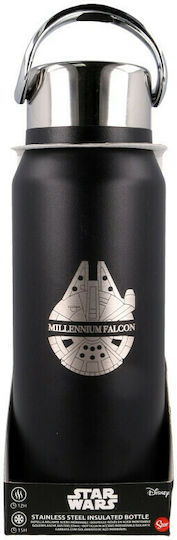 Stor Star Wars Millennium Falcon Kids Water Bottle Star Wars Aluminium with Screw Cap Non Spill Black 505ml