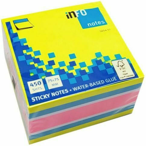 Sticky Note Pads in Cube 450 Sheets 7.5x7.5pcs