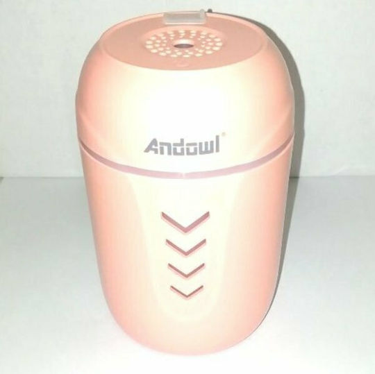 Andowl Q-A240 3 in 1 rechargeable humidifier with LED light and mini fan Humidifier in Pink Color Q-A240