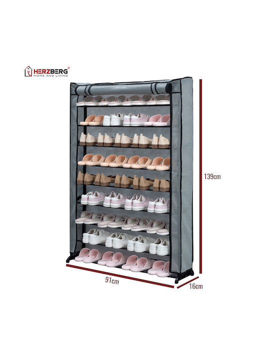 Fabric Shoe Organizer with 9 Shelves Blue 91x16x139cm