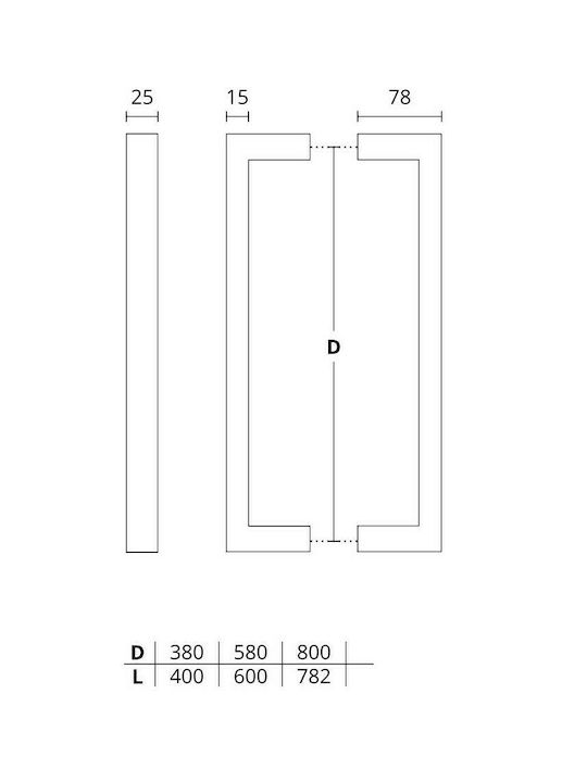 Convex Handle Front Door 931 931-800M01M01 Pair 800mm Inox