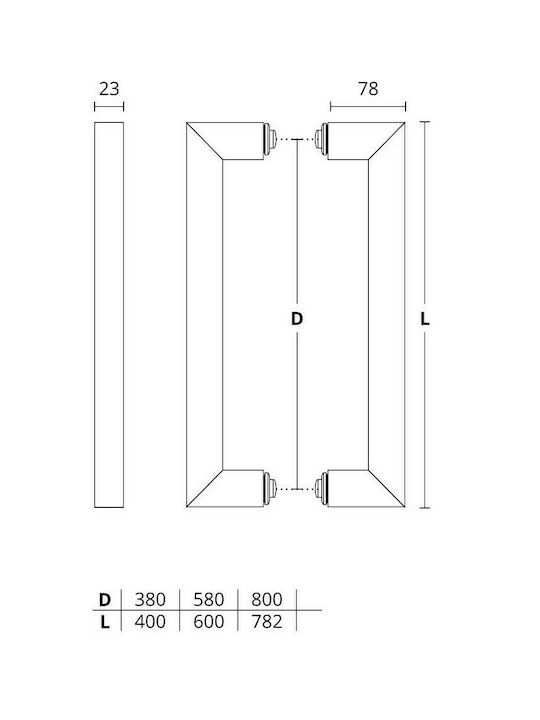 Convex Handle Front Door 927 927-800S04S04 Pair 800mm Chrome