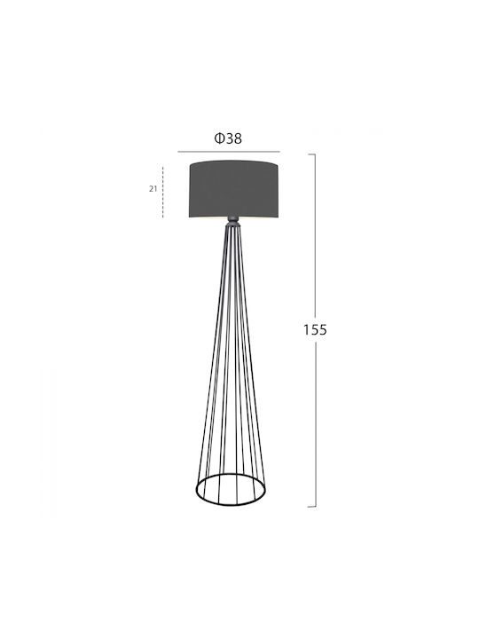 HomeMarkt Lampă de podea Î155xL38cm. cu Soclu pentru Bec E27 Gri