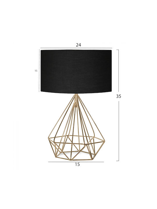 HomeMarkt Πορτατίφ για Ντουί E27 με Μαύρο Καπέλο και Χρυσή Βάση