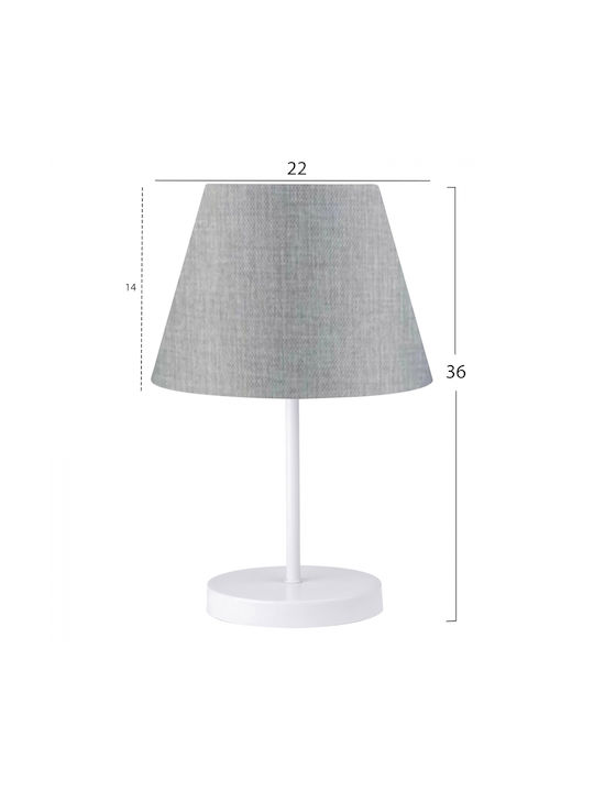 HomeMarkt Metal Table Lamp for Socket E27 with Gray Shade and White Base