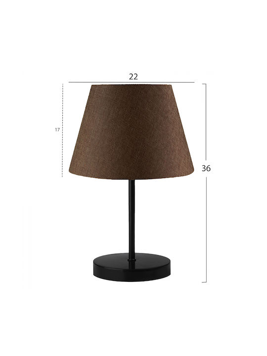 HomeMarkt Metal Table Lamp for Socket E27 with Brown Shade and Black Base