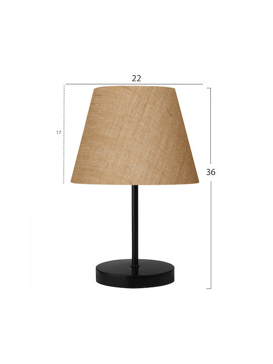 HomeMarkt Metal Table Lamp for Socket E27 with Beige Shade and Black Base