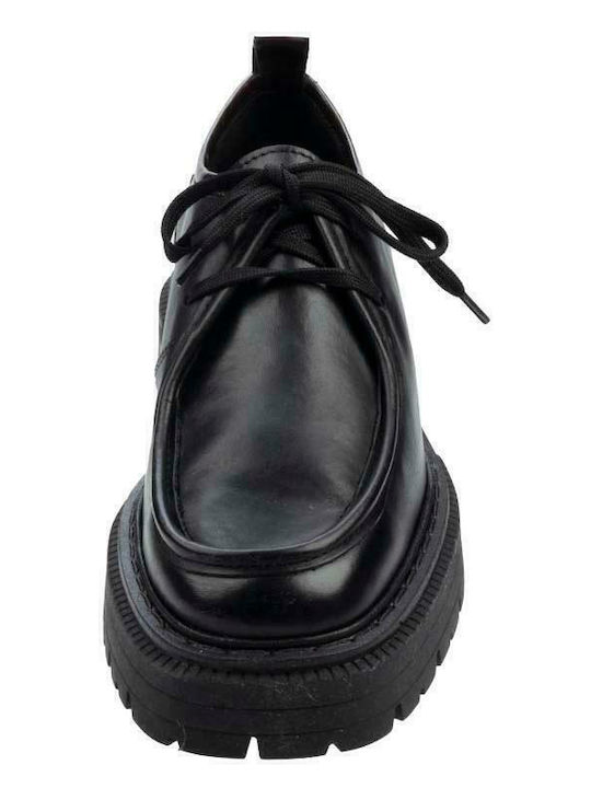 Δερμάτινα Γυναικεία Oxfords σε Μαύρο Χρώμα