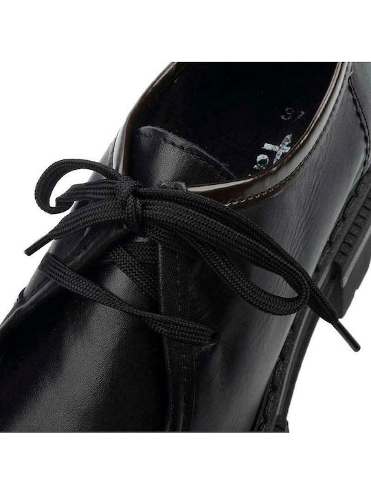 Δερμάτινα Γυναικεία Oxfords σε Μαύρο Χρώμα