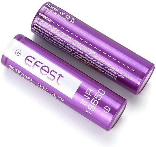 Efest Επαναφορτιζόμενες Μπαταρίες 18650 Li-ion 3000mAh 3.7V 2τμχ