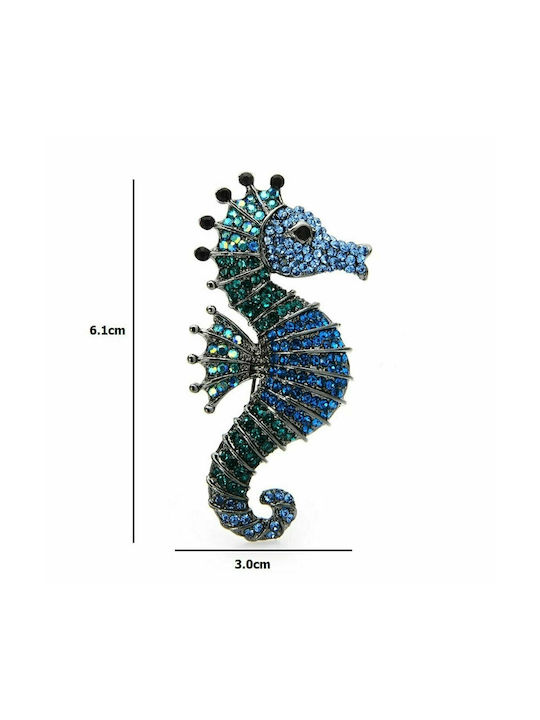 Decorative Women's Brooch Blue Hippocampus - 4477