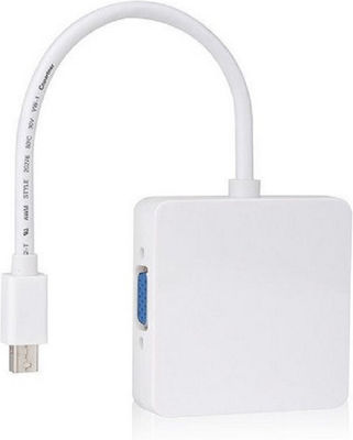 Convertor mini DisplayPort masculin în DVI-I / HDMI / VGA feminin Alb (FTT14-015)