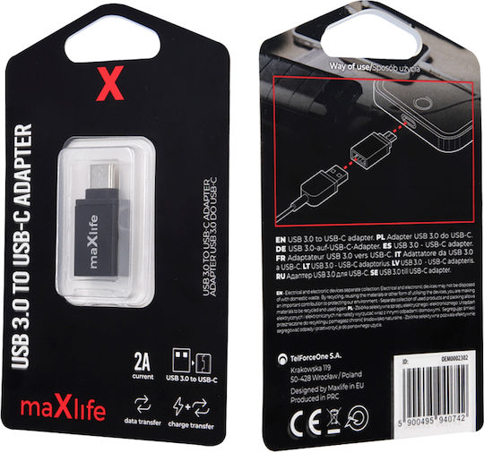 Maxlife Konverter USB-C männlich zu USB-A weiblich 1Stück