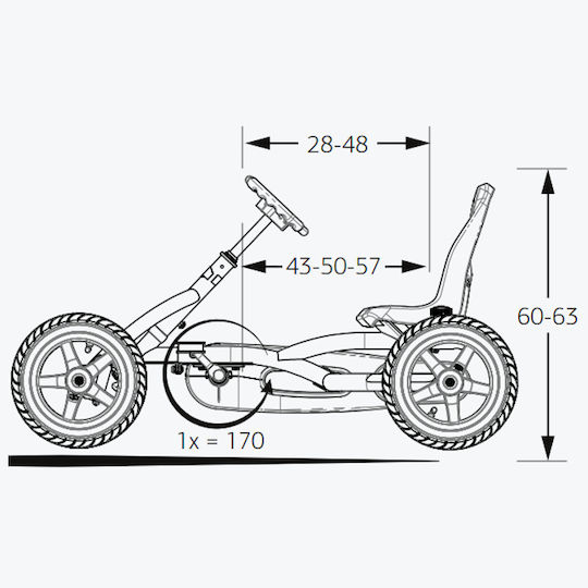 Go Kart Μονοθέσιο με Πετάλι Πορτοκαλί