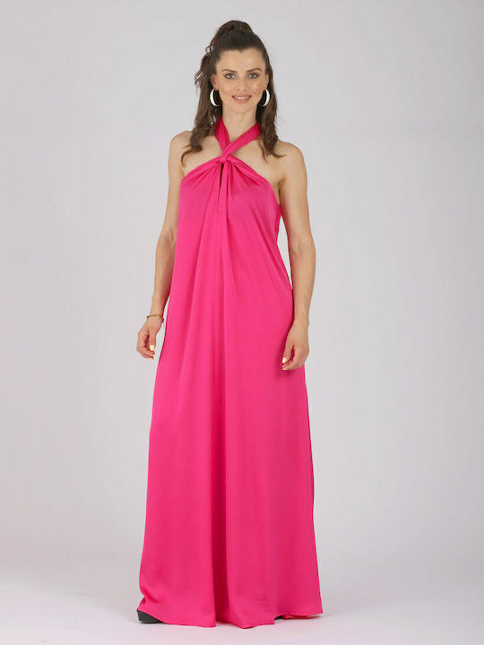 Satin maxi dress with open back