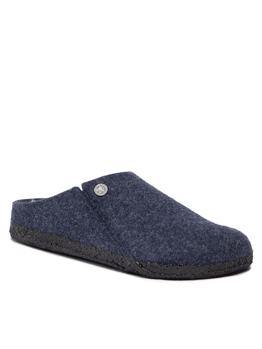 Birkenstock Zermatt Shearling Ανατομικές Γυναικείες Παντόφλες σε Μπλε χρώμα