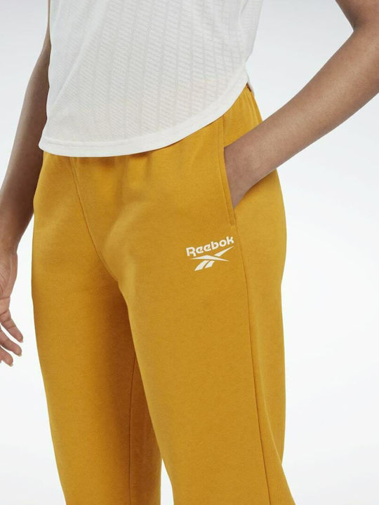 Reebok Identity Women's Jogger Sweatpants Yellow Fleece