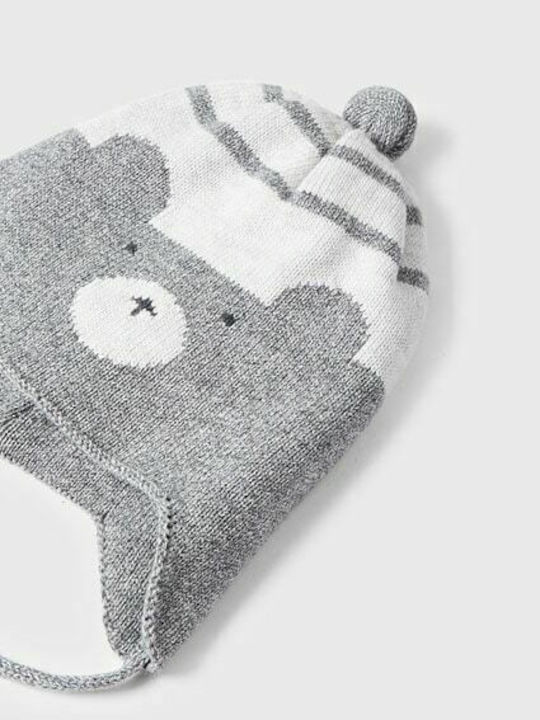 Kids Beanie Set with Gloves Knitted Gray