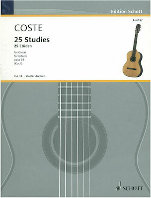 Schott Coste - 25 Studies for Guitar Learning Method for Guitar EXP.2438.3423