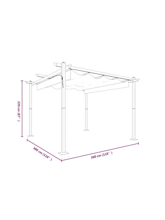 vidaXL Πτυσσόμενο Κιόσκι Κήπου Taupe 3x3m