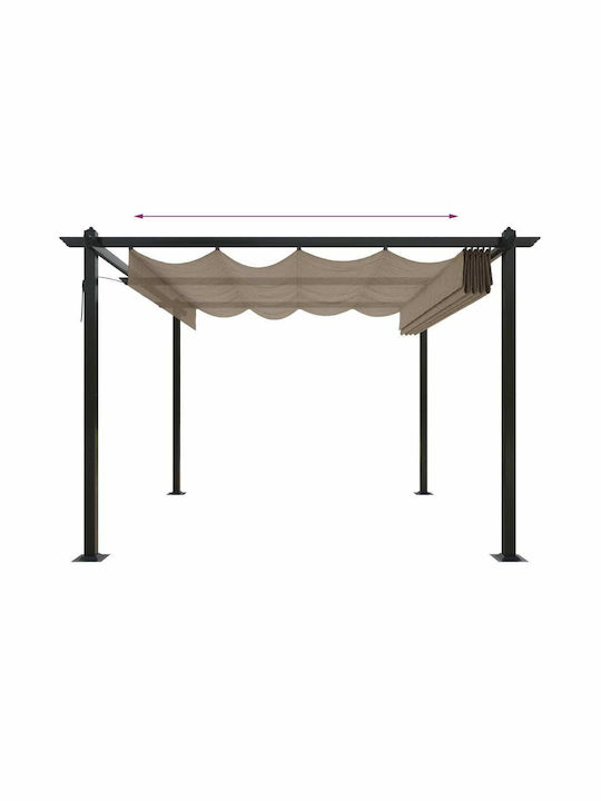 vidaXL Πτυσσόμενο Κιόσκι Κήπου Taupe 3x3m