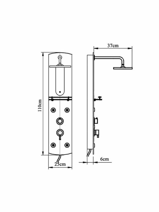 vidaXL Στήλη Υδρομασάζ 110cm Ασημί