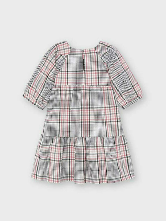 Mayoral Kids Dress Checked Long Sleeve Pink