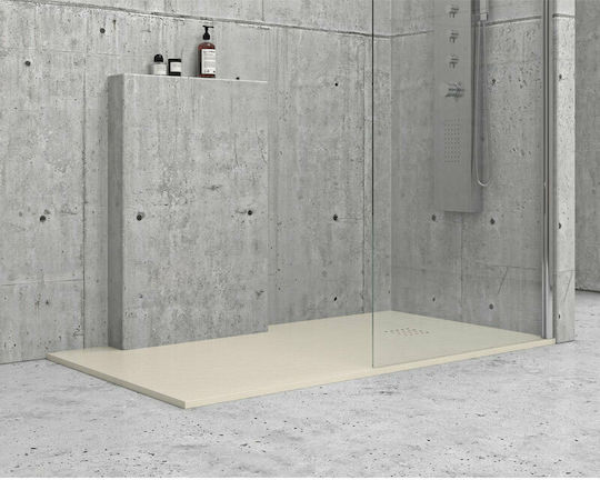 Karag Pietra Ορθογώνια Ντουζιέρα Τεχνητής Πέτρας 70x120cm Cream