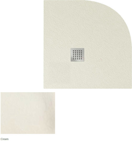 Karag Pietra Ημικυκλική Ντουζιέρα Τεχνητής Πέτρας 90x90cm Cream