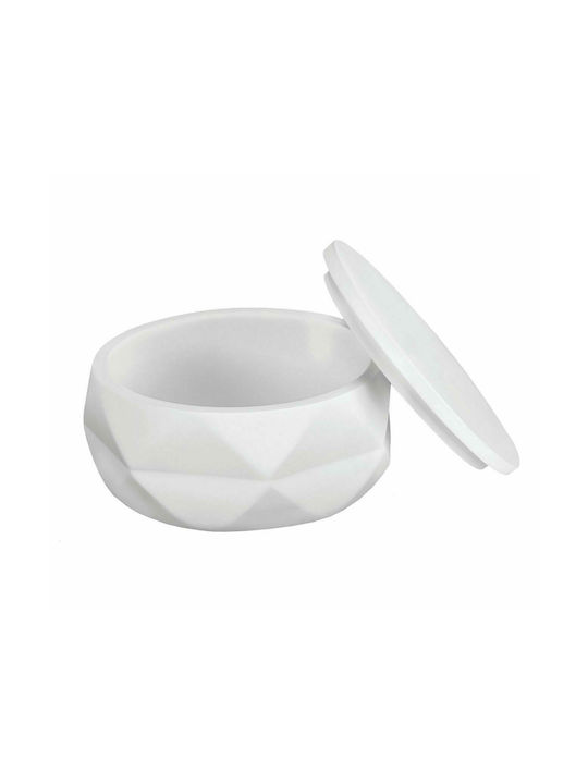 Kleine Wolke Crackle Jar Resin Cotton/Swabs Case Countertop White