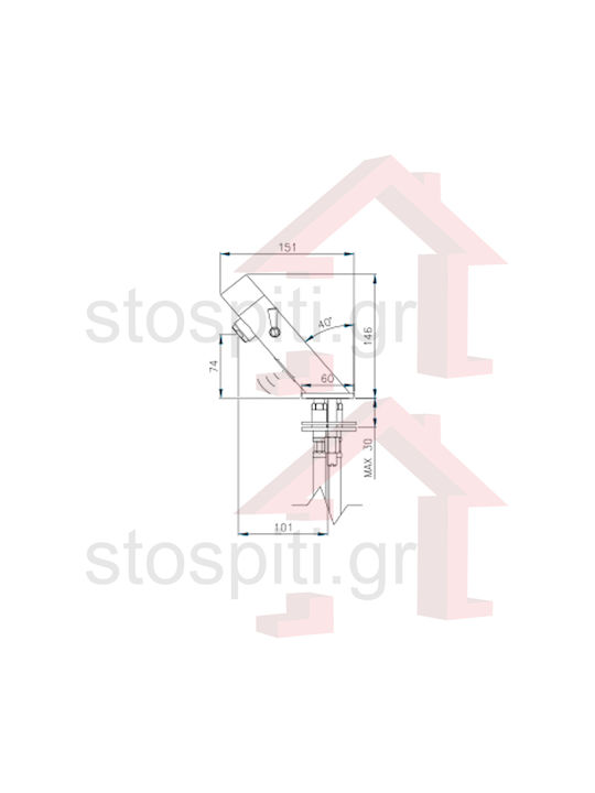 MCM 7025B Mixing Sink Faucet with Photocell Sensor Silver