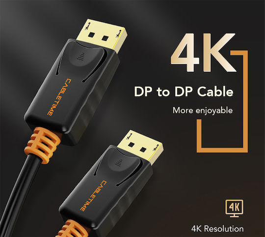 Cabletime Cable DisplayPort male - DisplayPort male 4K 4.5m Μαύρο