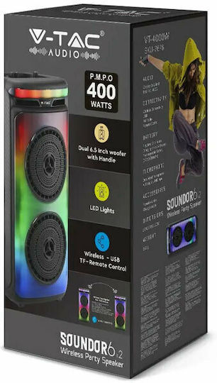 V-TAC Karaoke Speaker with Wired Microphone and Lighting Effects 7676 Black