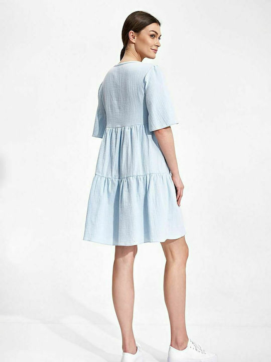 Figl Mini Dress with Ruffle Light Blue