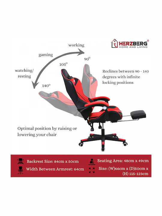 Herzberg HG-8081RED Δερματίνης Κόκκινη
