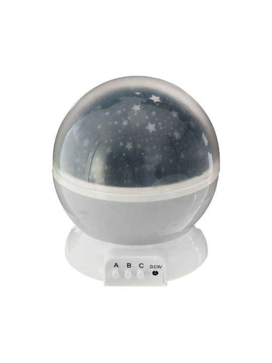 Atmosphera Въртящ се Детска Лампа Проектор с Проекция на Звезди Сив 12.4x12.4x14εκ.
