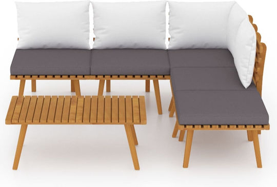 vidaXL Garten- und Outdoor-Möbelsets Wohnzimmer Typsatz 6 Stück Akazie mit Kissen