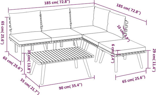 vidaXL Garten- und Outdoor-Möbelsets Wohnzimmer Typsatz 6 Stück Akazie mit Kissen